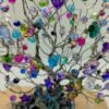 Close up of the bead and peacock detail of the wire tree