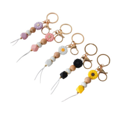 Silicone Flower Bead Key Chains
