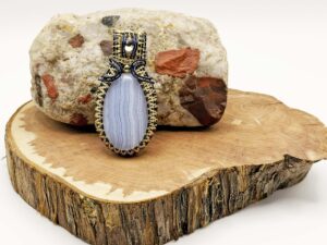 Photo of Team Spirit Wire Wrapped Blue Lace Agate Necklace
