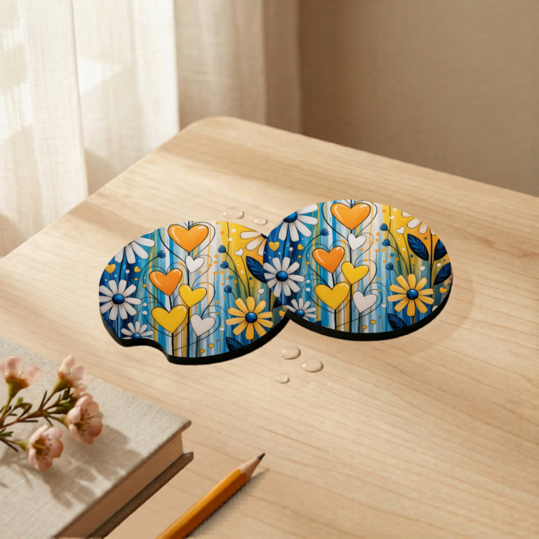 Car Coaster Set 19 daisies coaster mockup 5
