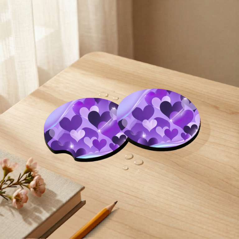 Car Coaster Set 16 falling hearts coaster mockup 5