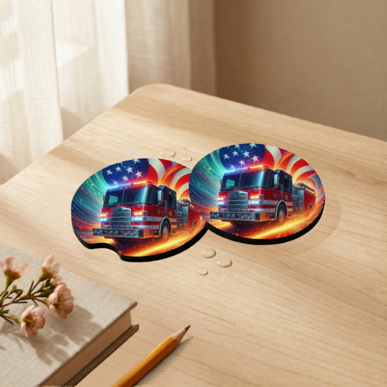 Car Coaster Set 6 firefighter coaster mockup 5