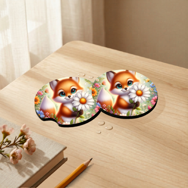 Car Coaster Set 8 fox coaster mockup 5