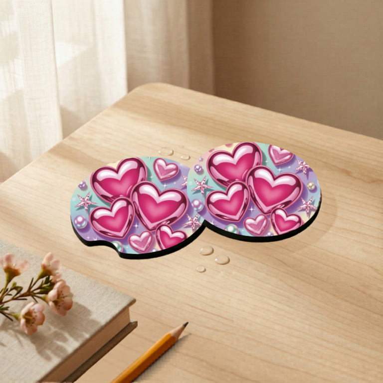 Car Coaster Set 9 hearts coaster mockup 5