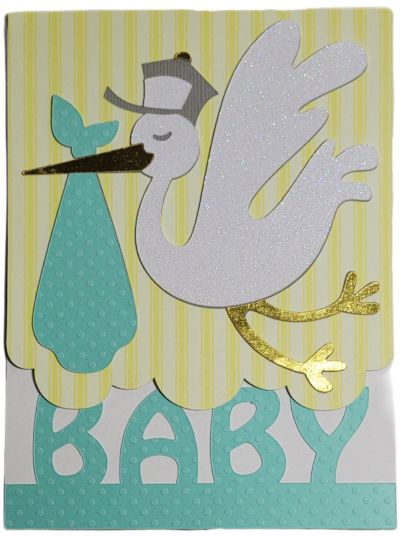 Stork Baby Card, Cute baby shower card, new parent gift