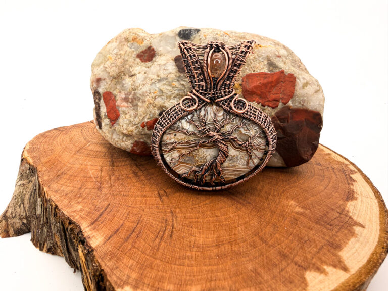 Vibrant Spirit Wire Wrapped Crazy Lace Agate Tree of Life Necklace 1 Photo of Vibrant Spirit Wire Wrapped Crazy Lace Agate Tree of Life Necklace