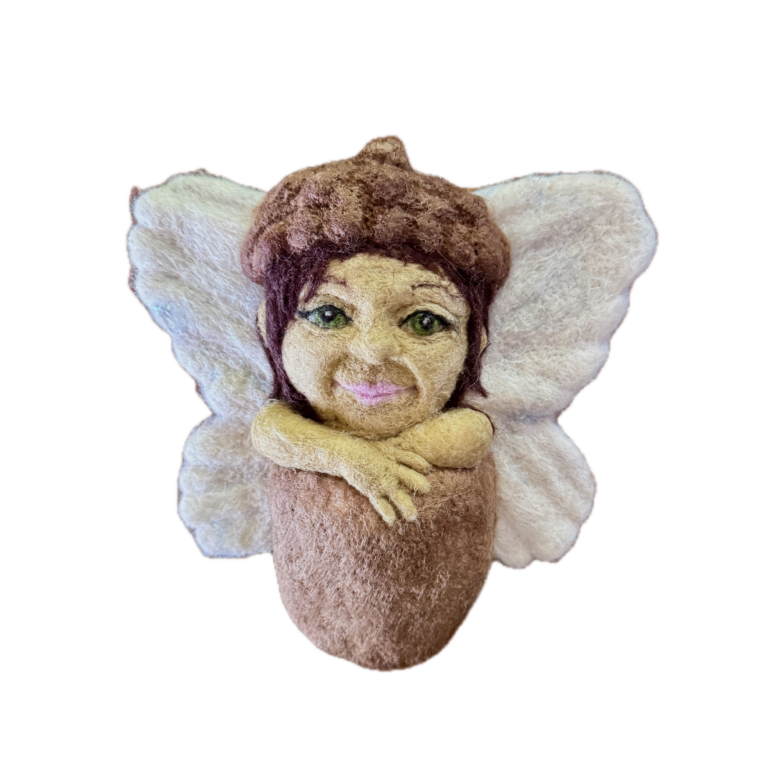 Needle felt Acorn Fairy Wall Hanging by CeeBeers 2 Needlefelt Acorn Fairy Wall Haning by CeeBeers