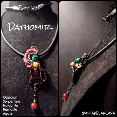 Dathomir ~ Obsidian Serpentine Hematite & Agate Wire Wrapped Pendant