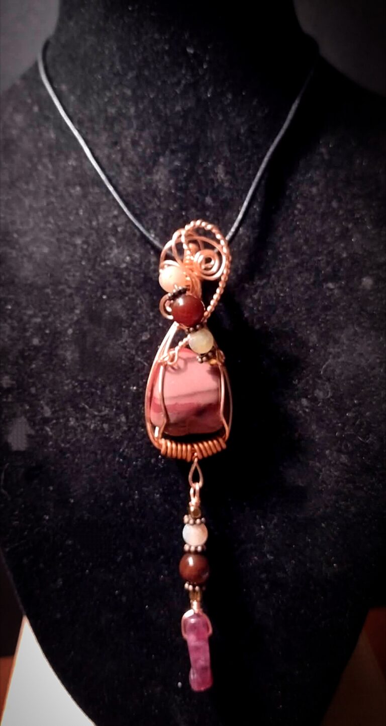 Dusk ~ Picture Jasper Agate & Tourmaline Wire Wrapped Charm Pendant 4 Polish 20260512 133021408