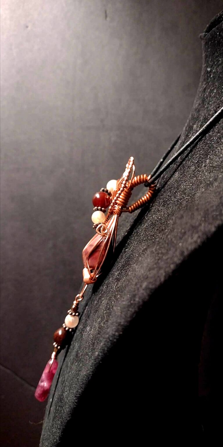 Dusk ~ Picture Jasper Agate & Tourmaline Wire Wrapped Charm Pendant 2 Polish 20260512 133704006