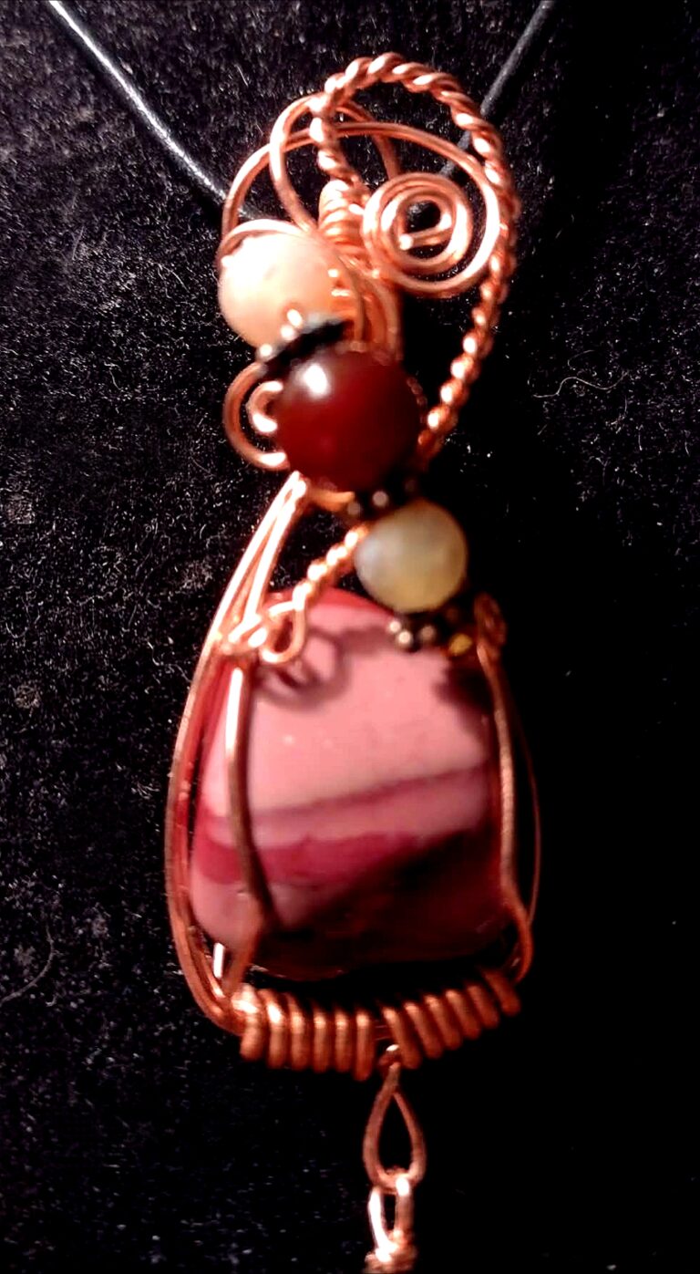 Dusk ~ Picture Jasper Agate & Tourmaline Wire Wrapped Charm Pendant 3 Polish 20260512 133846738