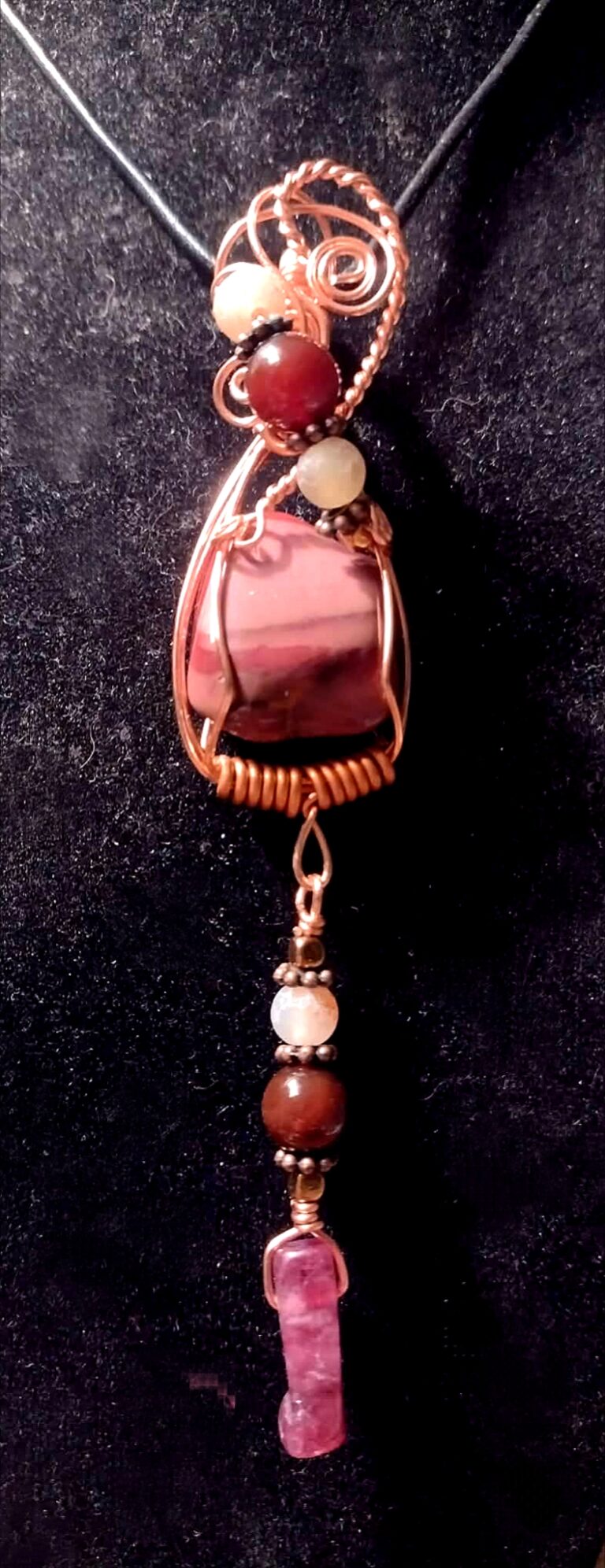 Dusk ~ Picture Jasper Agate & Tourmaline Wire Wrapped Charm Pendant 7 Polish 20260512 171213296