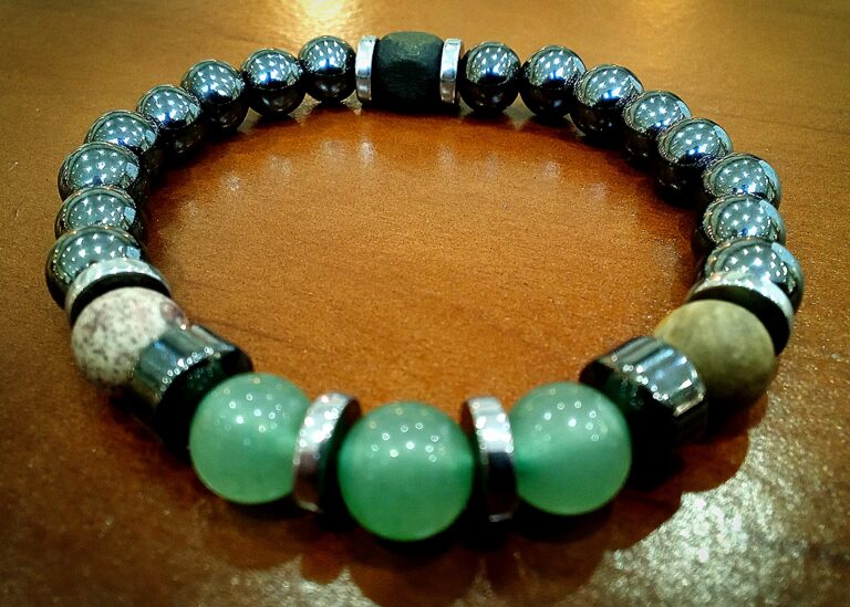 Clan Of Two ~ Aventurine Picture Jasper & Hematite Stretch Bead Bracelet Pair 2 Polish 20260526 164112206