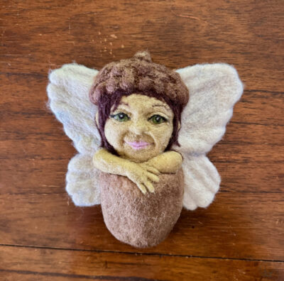 Needle felt Acorn Fairy Wall Hanging by CeeBeers