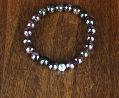 8mm Garnet Bead Stretch Bracelet