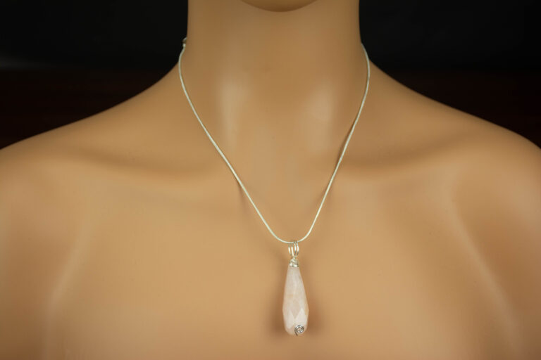 Rose Quartz Pendant - Choice of Silver Chain or Leather Cord 2 1952 2