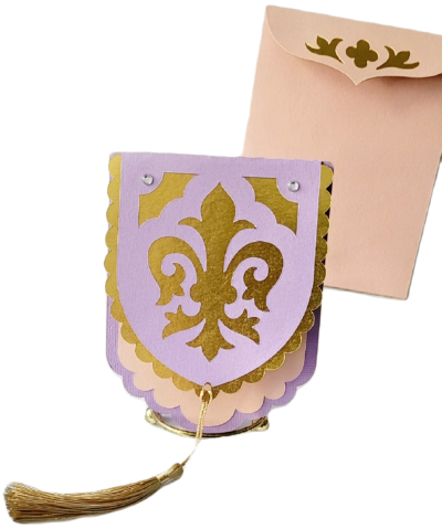 Royal greeting card pink, notecard, blank card, invitation