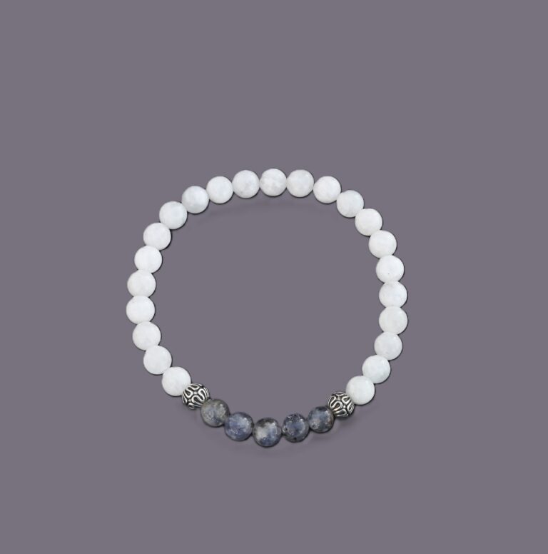 Moonstone and iolite 6mm bead bracelet