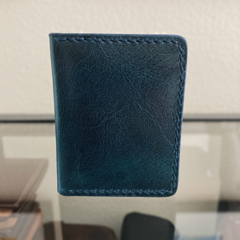 The Martin Slim Bifold – Hand-Stitched Blue & Tan Water Buffalo Leather 2 IMG 2245