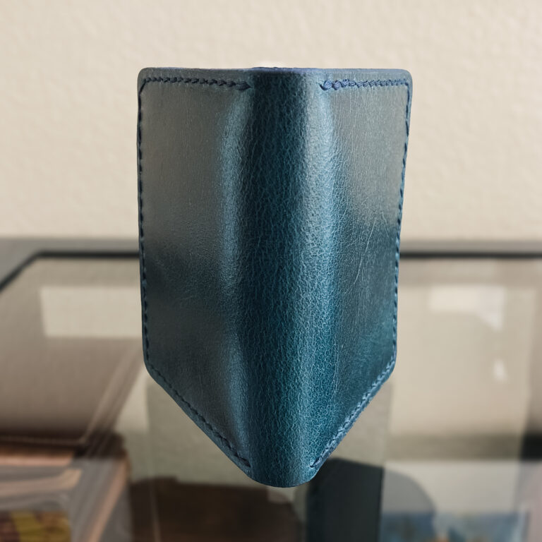 The Martin Slim Bifold – Hand-Stitched Blue & Tan Water Buffalo Leather 4 IMG 2248