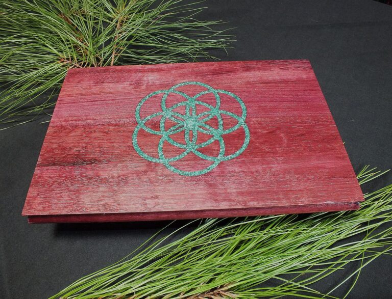 Seed of Life Malachite Stone Inlay Table 1 002SOLPurpMalRec1