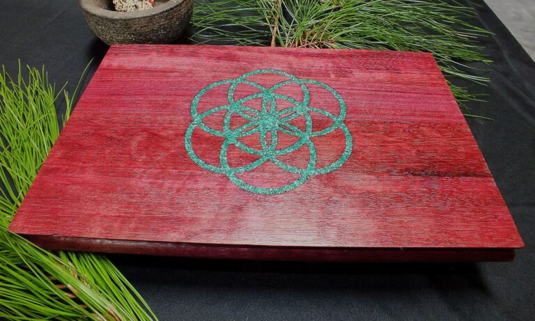 Seed of Life Malachite Stone Inlay Table 2 002SOLPurpMalRec5