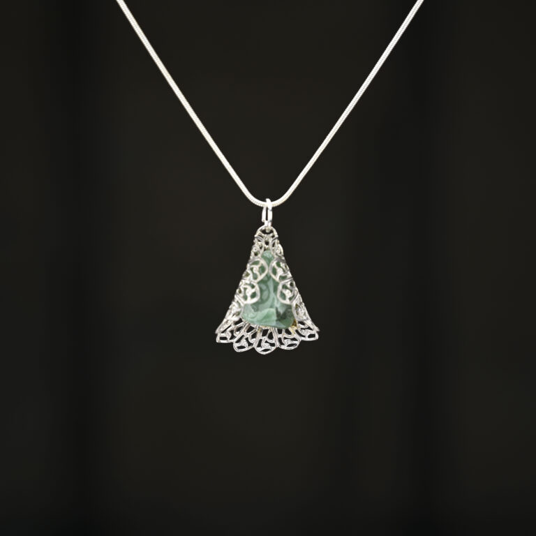 Aventurine Pendant - Reiki Infused 1 Green Aventurine tumbled stone and silver filigree pendant