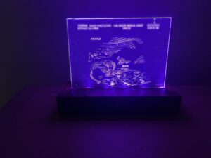 Illuminated etched ultrasound image, with a variety of color options.