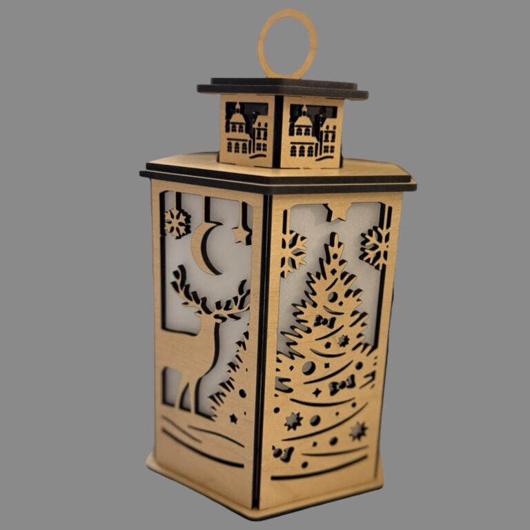 Christmas Theme Wood Lantern Tea Light Candle Holder 4 Christmas Wood Lantern 1