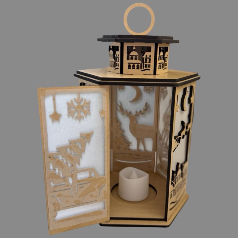 Christmas Theme Wood Lantern Tea Light Candle Holder 5 Christmas Wood Lantern 2