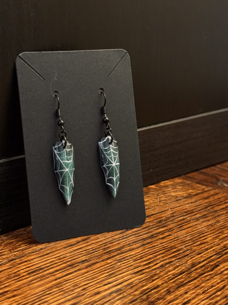 Green Web Earrings