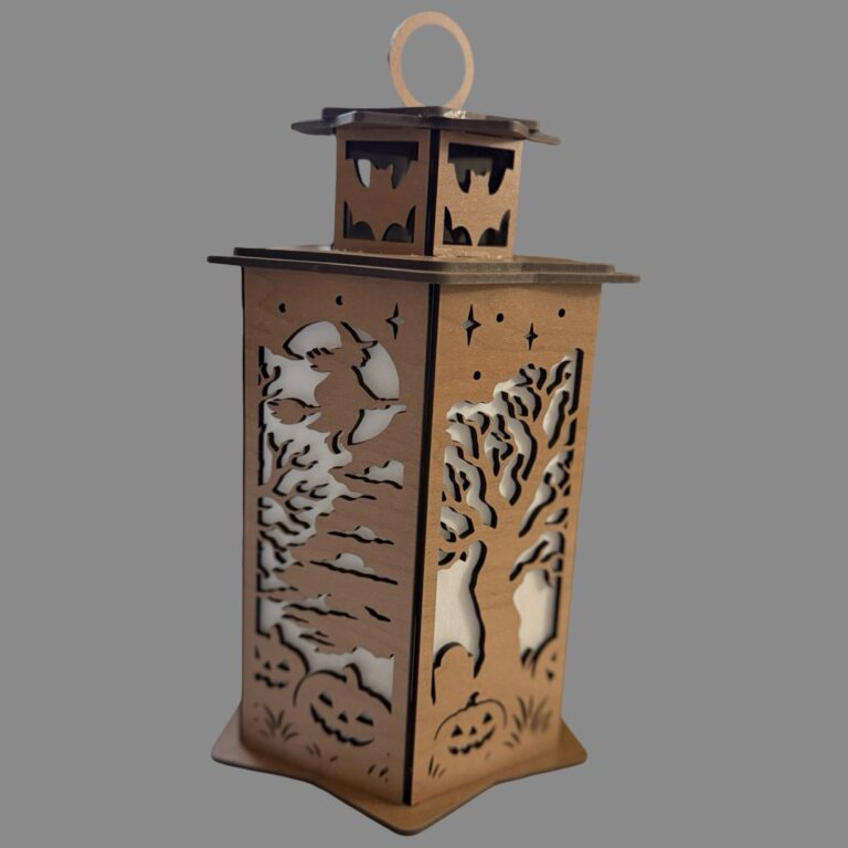 Halloween Theme Wood Lantern Tea Light Candle Holder 4 Halloween Wood Lantern 1