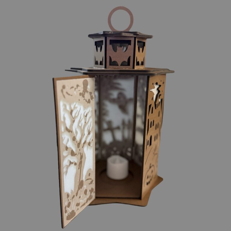 Halloween Theme Wood Lantern Tea Light Candle Holder 5 Halloween Wood Lantern 2