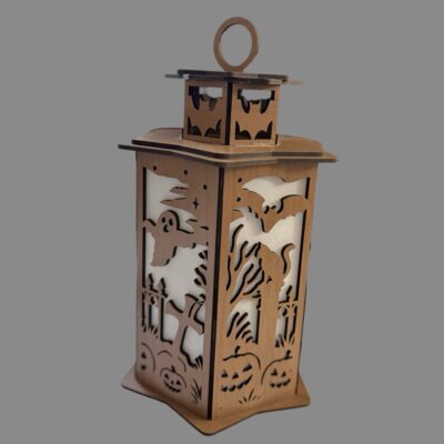 Halloween Theme Wood Lantern Tea Light Candle Holder