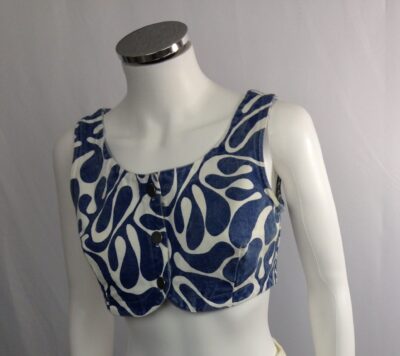 Vintage Blue and White Crop Top