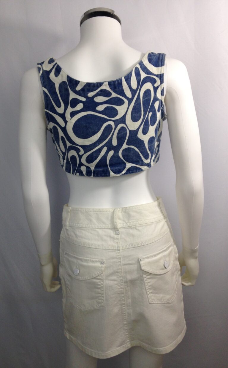 Blue White crop top back