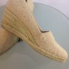 Beige espadrille side wedge view
