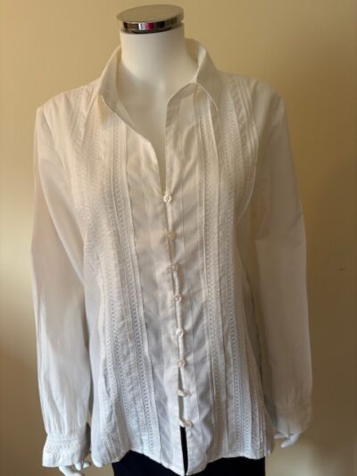 White crochet blouse front