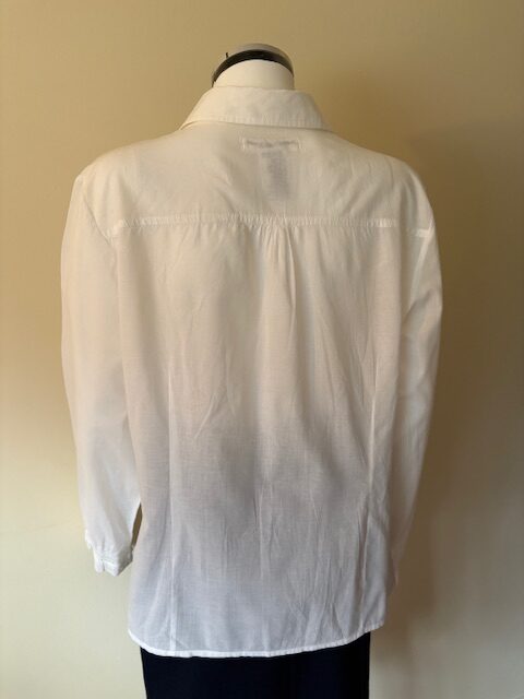 Vintage Josephine Chaus White Cotton Blouse 2 White crochet blouse back