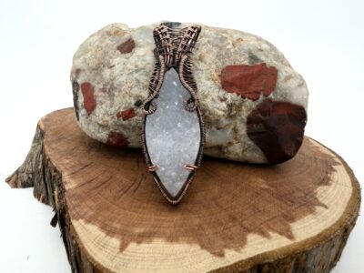 Photo of Sparkling Light Wire Wrapped Druzy Agate Necklace