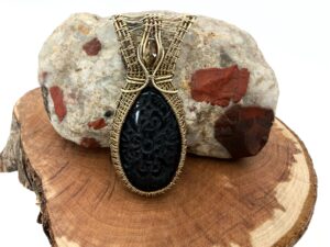 Photo of Sacred Glow Wire Wrapped Gold Sheen Obsidian Necklace