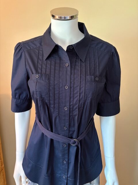 Vintage DKNY Jeans Navy Tunic Blouse 1 IMG 1175 Navy blouse front close up rotated