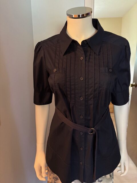 Vintage DKNY Jeans Navy Tunic Blouse 5 Navy blouse full front detail