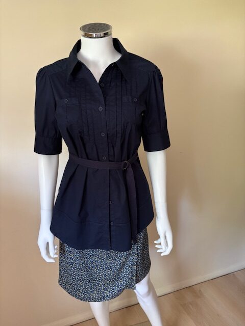 Vintage California Influence Blue and Yellow Skort 7 Skort with Navy Blouse look