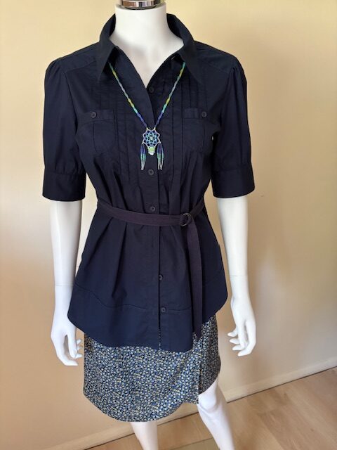 Vintage DKNY Jeans Navy Tunic Blouse 7 Navy blouse skort necklace