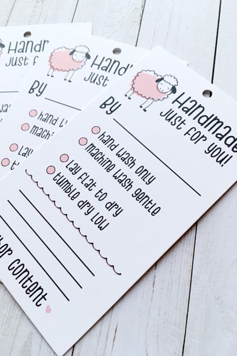 Handmade Printed Sheep Care Tags: Handmade Knit Crochet Sewn Garment Labels 16 IMG 3859
