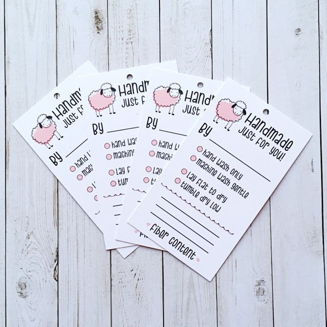Handmade Printed Sheep Care Tags: Handmade Knit Crochet Sewn Garment Labels 15 IMG 3860