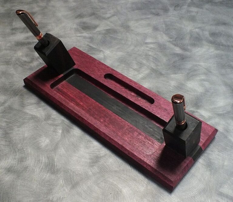 Desk Set - Exotic wood Purpleheart and Ebony 2 PenSetPrplEbony4