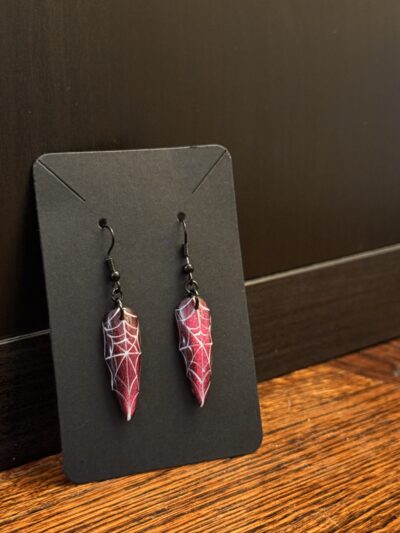 Sparkly Pink Web Earrings
