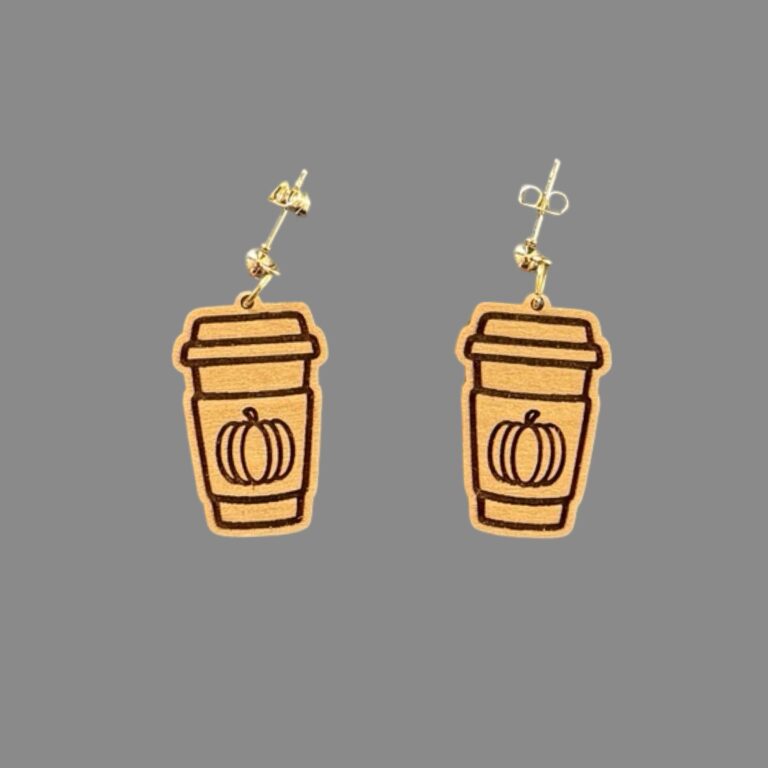 Pumpkin Coffee Wood Dangle Earrings 2 Pumpkin Coffee Wood Dangle Earrings